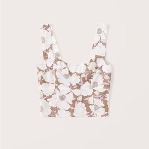 Linen Blend Corset Style Crop Top